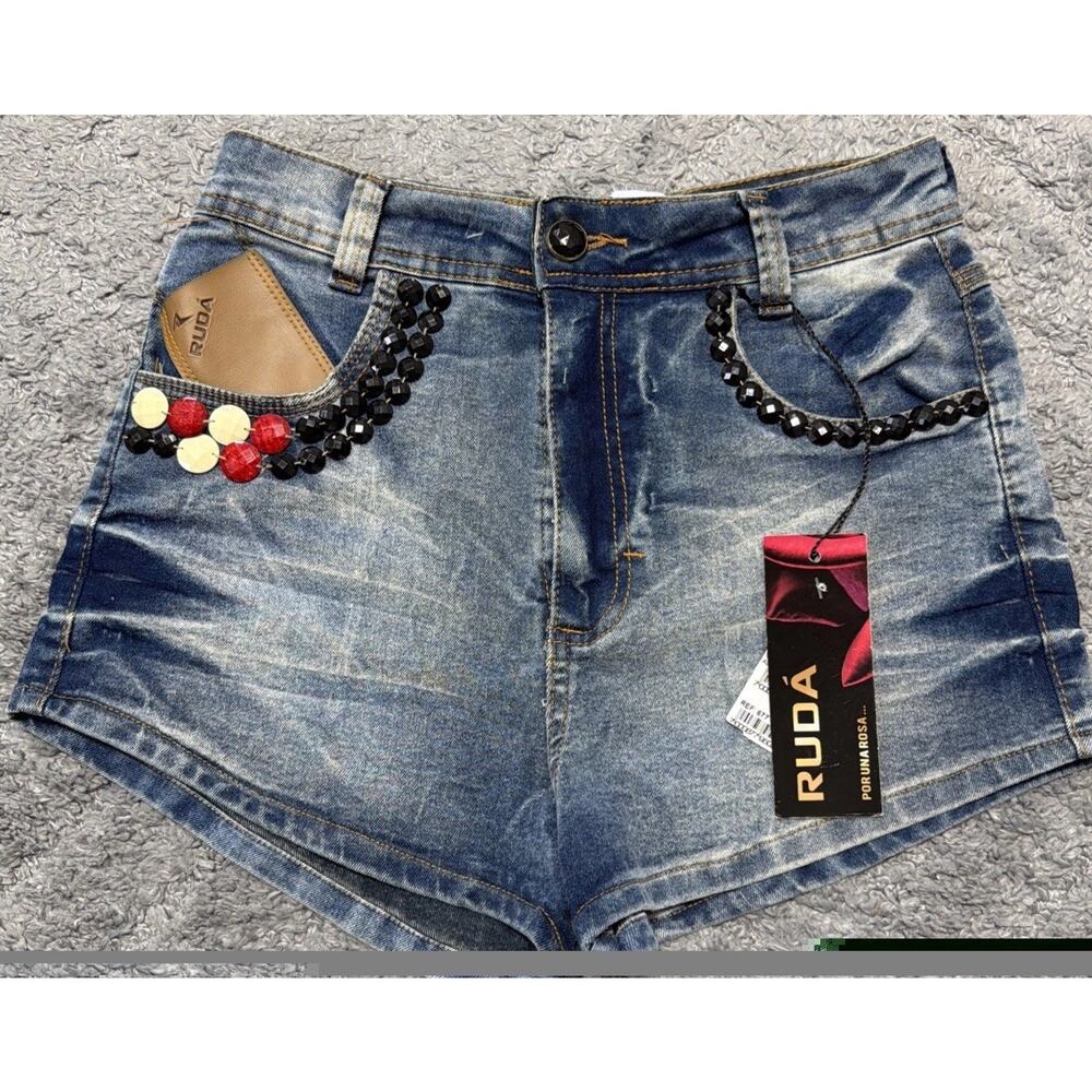 Ruda Santa Cruz Embellished High Rise Jean shorts NWT Size 27